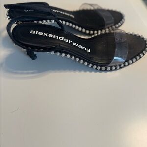 Alexander Wang Black Heels with Clear Strap and Silver Accents